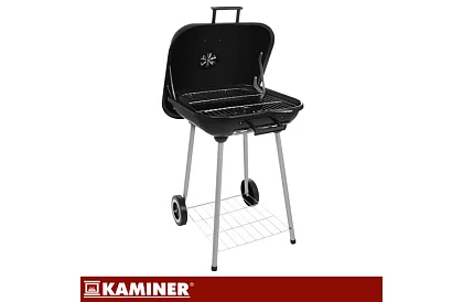 Zahradní gril na dřevěné uhlí 53 x 77 x 46cm – přenosný na kolečkách