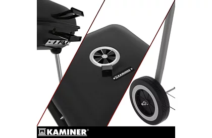 Zahradní gril na dřevěné uhlí 53 x 77 x 46cm – přenosný na kolečkách