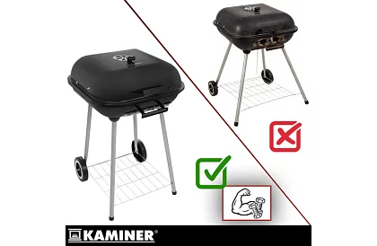 Zahradní gril na dřevěné uhlí 53 x 77 x 46cm – přenosný na kolečkách