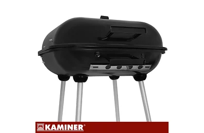 Zahradní gril na dřevěné uhlí 53 x 77 x 46cm – přenosný na kolečkách