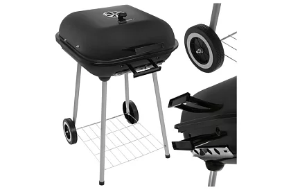 Zahradní gril na dřevěné uhlí 53 x 77 x 46cm – přenosný na kolečkách