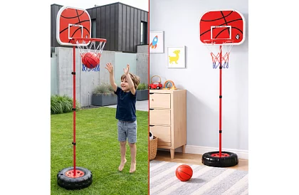 Dětský nastavitelný basketbalový koš s deskou + míč
