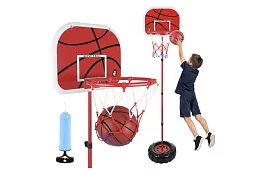 Dětský nastavitelný basketbalový koš s deskou + míč