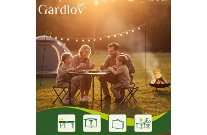 Skládací kempingový stůl 120 × 60 cm + 4 židle