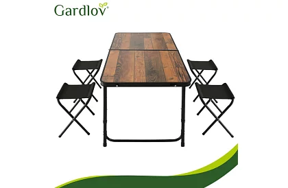 Skládací kempingový stůl 120 × 60 cm + 4 židle
