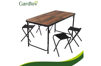Skládací kempingový stůl 120 × 60 cm + 4 židle