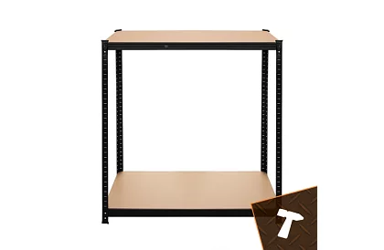 Skladový černý regál – 5 polic, 220 × 100 × 45 cm