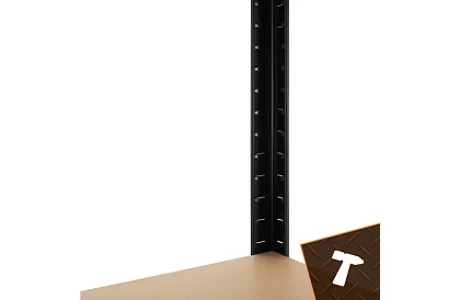 Skladový černý regál – 5 polic, 220 × 100 × 45 cm