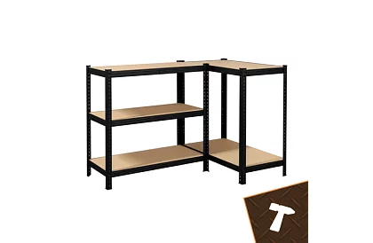 Skladový černý regál – 5 polic, 220 × 100 × 45 cm