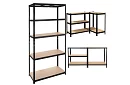 Skladový černý regál – 5 polic, 220 × 100 × 45 cm