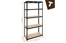 Skladový černý regál – 5 polic, 220 × 100 × 45 cm