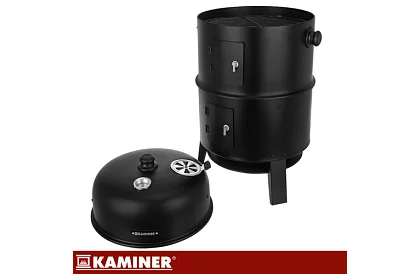 Zahradní gril s udírnou na dřevěné uhlí - 2 rošty, 8 háčků