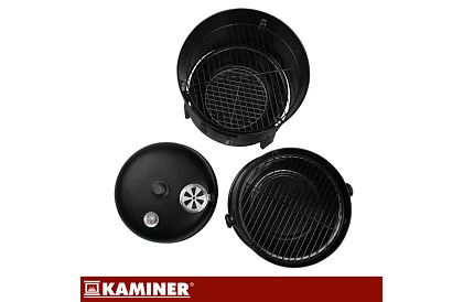 Zahradní gril s udírnou na dřevěné uhlí - 2 rošty, 8 háčků