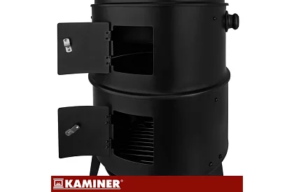 Zahradní gril s udírnou na dřevěné uhlí - 2 rošty, 8 háčků