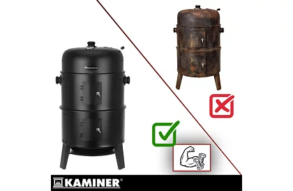 Zahradní gril s udírnou na dřevěné uhlí - 2 rošty, 8 háčků