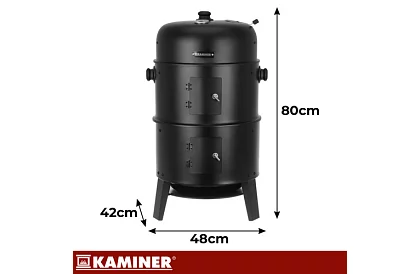 Zahradní gril s udírnou na dřevěné uhlí - 2 rošty, 8 háčků