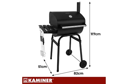 Zahradní gril s teploměrem na dřevěné uhlí + příslušenství