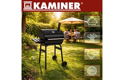 Zahradní gril s teploměrem na dřevěné uhlí + příslušenství