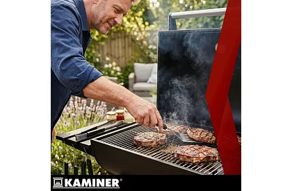 Zahradní gril s teploměrem na dřevěné uhlí + příslušenství