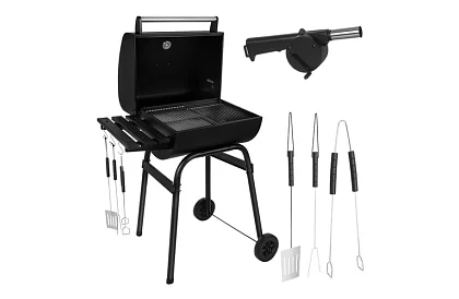 Zahradní gril s teploměrem na dřevěné uhlí + příslušenství