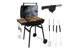 Zahradní gril s teploměrem na dřevěné uhlí + příslušenství