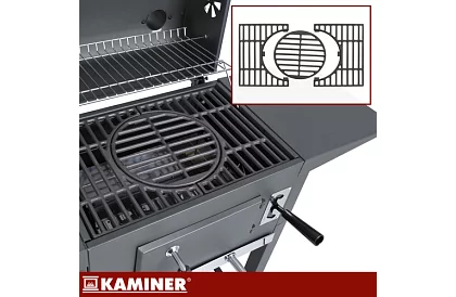 Zahradní gril s litinovým roštem, krytem - na dřevěné uhlí