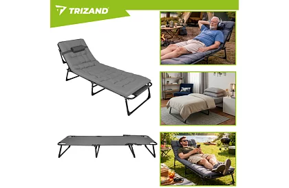 Skládací zahradní lehátko 192 × 68 × 28 cm – Šedé