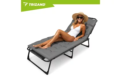 Skládací zahradní lehátko 192 × 68 × 28 cm – Šedé