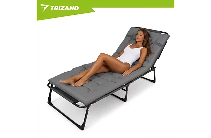 Skládací zahradní lehátko 192 × 68 × 28 cm – Šedé