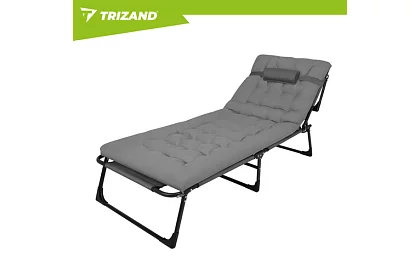 Skládací zahradní lehátko 192 × 68 × 28 cm – Šedé