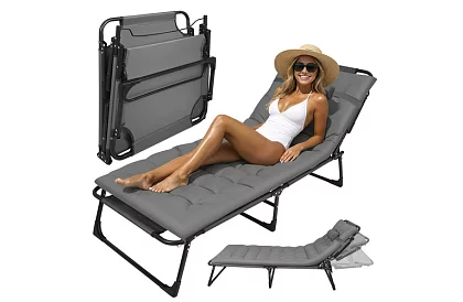 Skládací zahradní lehátko 192 × 68 × 28 cm – Šedé