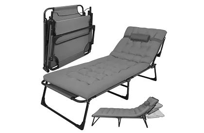 Skládací zahradní lehátko 192 × 68 × 28 cm – Šedé