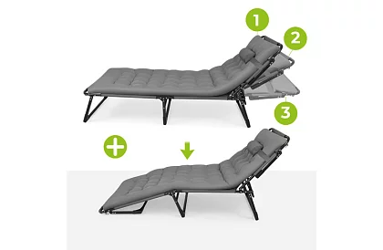 Skládací zahradní lehátko 192 × 68 × 28 cm – Šedé
