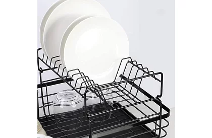 Odkapávač na nádobí – dvouúrovňový, černý