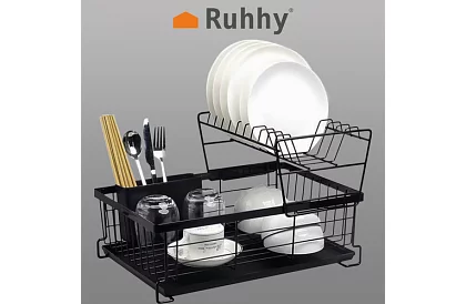 Odkapávač na nádobí – dvouúrovňový, černý