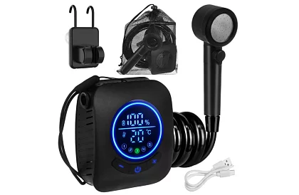 Kempingová sprcha s LCD a pumpou 8000 mAh – dobíjecí