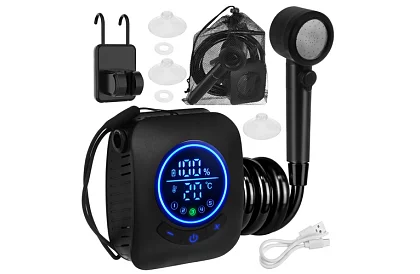 Kempingová sprcha s LCD a pumpou 8000 mAh – dobíjecí