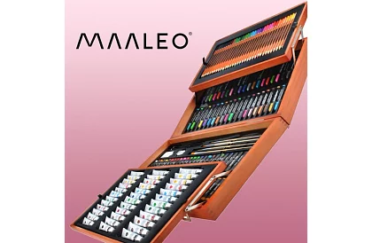 Výtvarná sada na malování v dřevěném pouzdře – 177 kusů