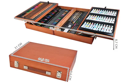 Výtvarná sada na malování v dřevěném pouzdře – 177 kusů