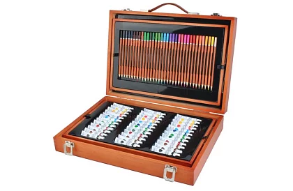 Výtvarná sada na malování v dřevěném pouzdře – 177 kusů