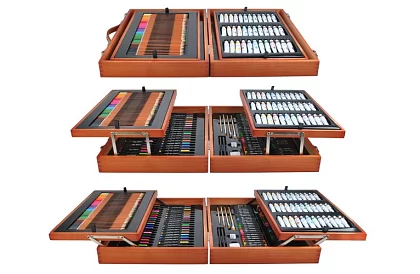 Výtvarná sada na malování v dřevěném pouzdře – 177 kusů