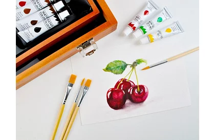 Výtvarná sada na malování v dřevěném pouzdře – 177 kusů