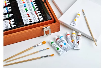 Výtvarná sada na malování v dřevěném pouzdře – 177 kusů