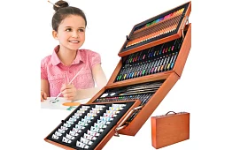 Výtvarná sada na malování v dřevěném pouzdře – 177 kusů