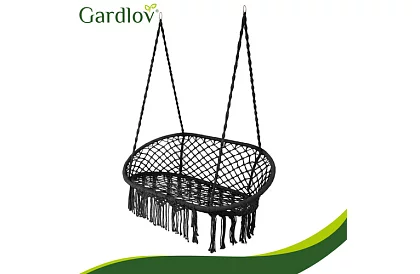 Zahradní dvoumístná černá houpačka Stork's Nest + polštáře