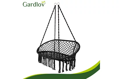 Zahradní dvoumístná černá houpačka Stork's Nest + polštáře