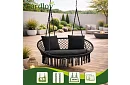 Zahradní dvoumístná černá houpačka Stork's Nest + polštáře