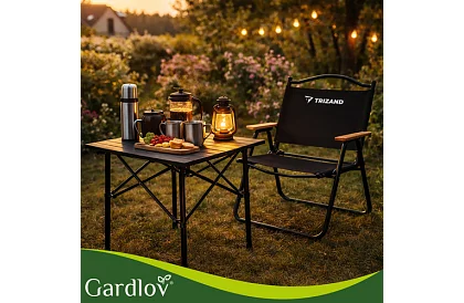Skládací černý zahradní stůl – stůl na balkon, terasu