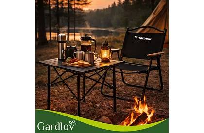 Skládací černý zahradní stůl – stůl na balkon, terasu