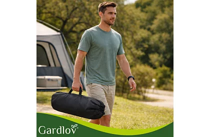 Skládací černý zahradní stůl – stůl na balkon, terasu